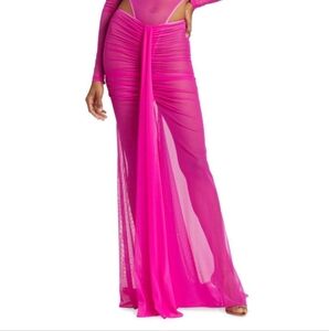 LaQuan Smith Pink Ruched Maxi Skirt